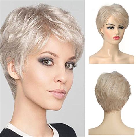 Baruisi Short Pixie Cut Wigs For Women Blonde Synthetic Layered Hair