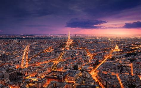 Evening Eiffel Tower Paris City Lights France Hd Wallpaper Peakpx