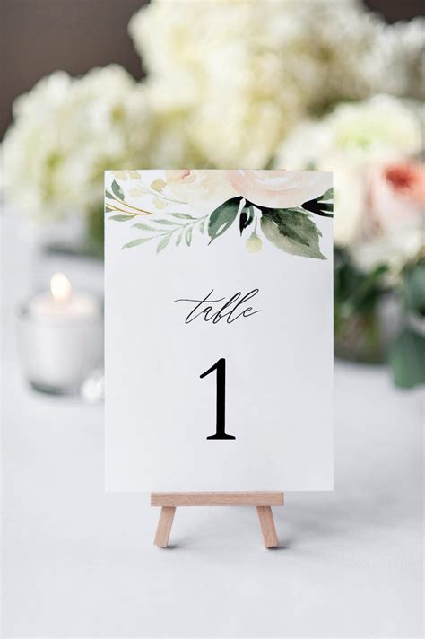 Blush Wedding Table Numbers Printable Table Numbers Template Etsy