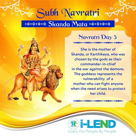 Fifth Day Navratri Celebrates Goddess Skanda Mata Goddess Navaratri