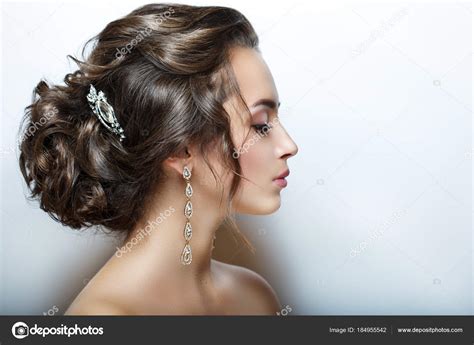 Beautiful Female Head Profile Closeup Portrait Of Perfect Skin