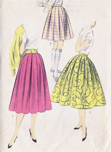Sewing Pattern 1950s Full Skirt In Three Different Styles Dress