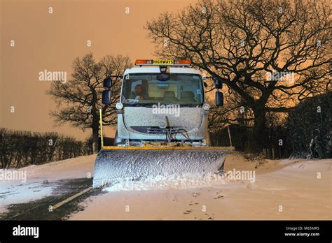 Snow Plough And Gritter In The Early Hours In Leeds Stock Photo Alamy