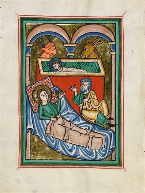 Nativity Medieval Art Illustrated Manuscript Illuminated Manuscript