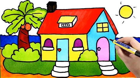 So drawing is typically using pencils pens and similar utensils. Kids Painting House | Draw and Color My Room, Tree, Window ...