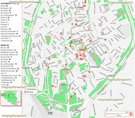 Bruges Map Central Bruges Best Restaurants And Hotel Accommodation