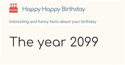 The Year 2099 Calendar History And Birthdays