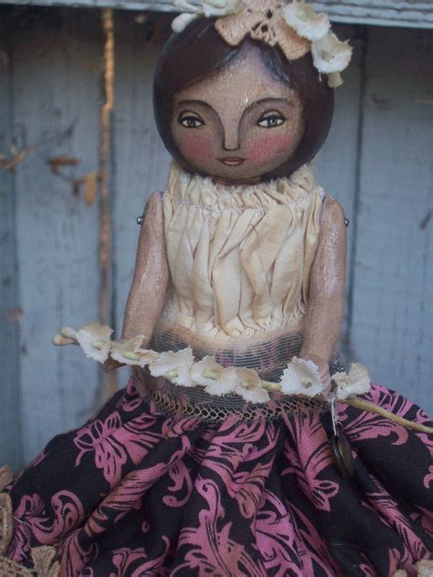 Primrose Original Primitive Folk Art Doll With Vintage Porcelain
