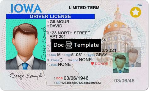 Iowa Driver License Template Psd Psd Templates
