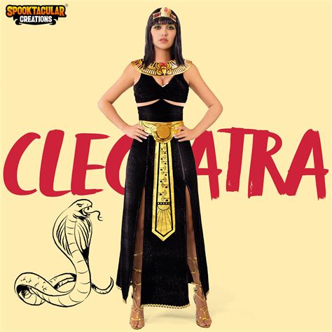 Women Black Cleopatra Dress Costume Set With Necklace Belt Headband