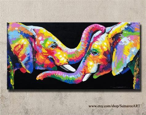 40 X 80 Cm Colorful Elephant Wall Decor Paintings Elephant Canvas