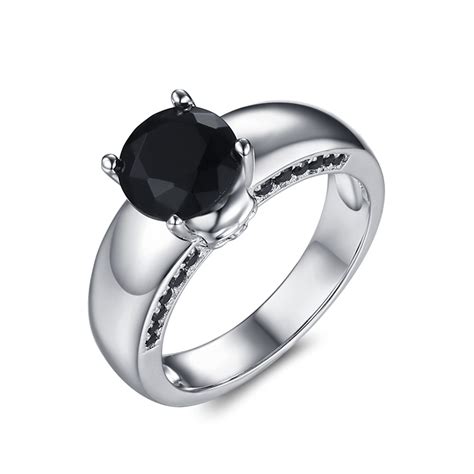 You'll receive email and feed alerts when new items silver ladies ring with large black stone and diamonte stones. Round Cut Black Gemstone Sterling Silver Women's Ring ...