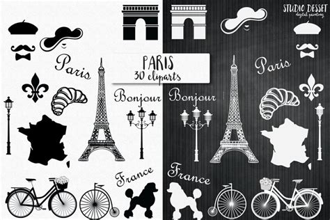 Paris In Black And White Illustrations France Cliparts