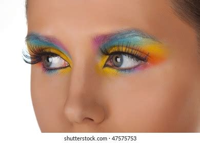 Woman Multicolored Makeup Isolated On White Stock Photo Shutterstock