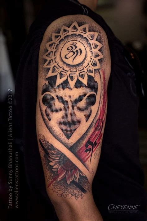 Halftone Dotwork Buddha Tattoo By Sunny Bhanushali At Aliens Tattoo