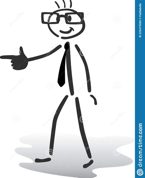 Stick Man Illustration Pointing And Showing Stock Vector