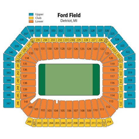Ford Field Seating Chart Views And Reviews Detroit Lions