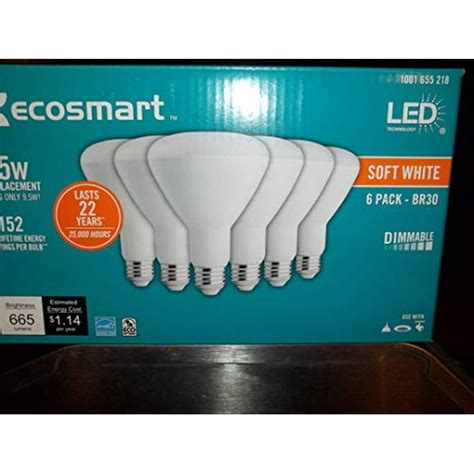 Ecosmart 65w Equivalent Soft White Br30 Led Dimmable Light Bulbs 6 Pack 5d3