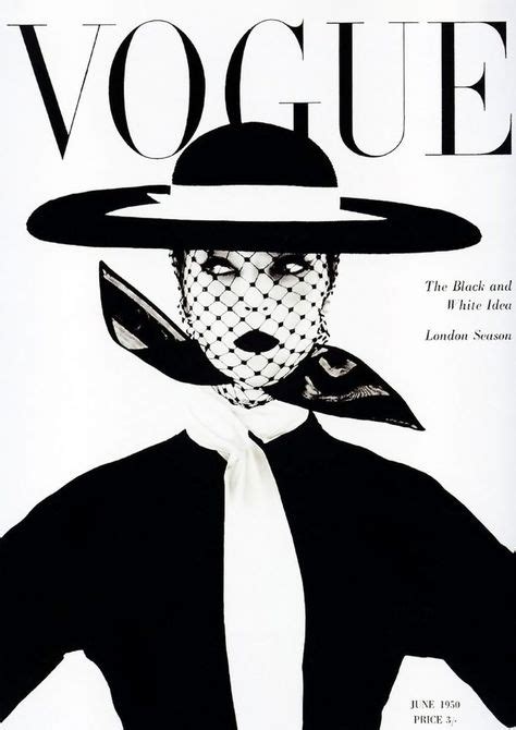 Vogue Magazine Cover Vintage Black And White Fashion Art Vintage