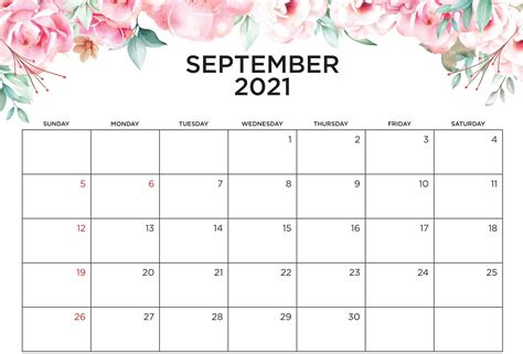 Cute September 2021 Calendar Printable Images 2021 Printable Calendar
