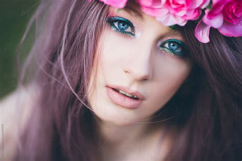 Portrait Of A Beautiful Young Woman With Blue Eyes By Jovana Rikalo