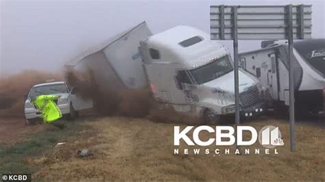 Shocking Moment Semi Truck Smashes Into An Accident Scene In Texas