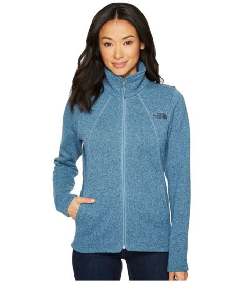 Womens The North Face Blue Fleece Lined Insulated Zip Liner Sweater