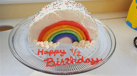 Rainbow Half Birthday Cake Half Birthday Cakes Half Birthday Party