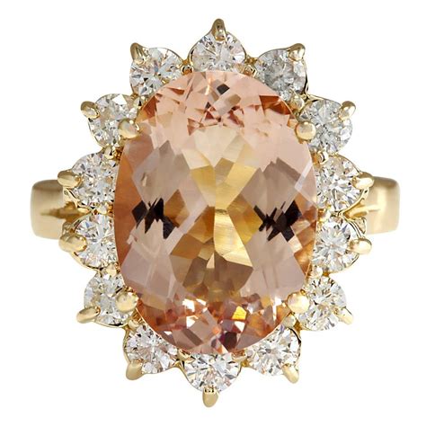 566 Carat Natural Morganite 18 Karat Rose Gold Diamond Ring For Sale