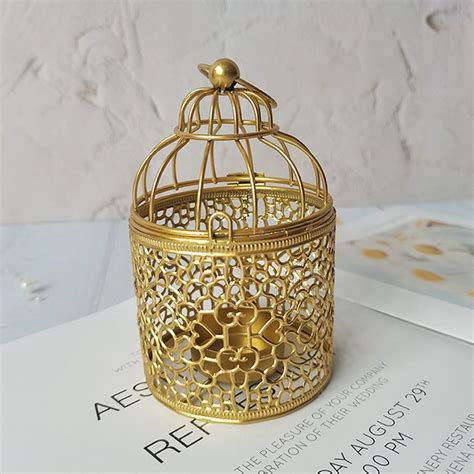 Simple Wrought Iron Hollow Birdcage Candle Holder Desktop Ornaments