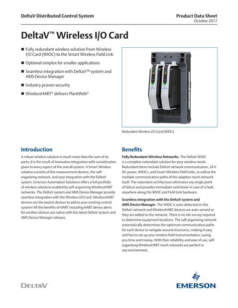 PDF Wireless I O Card Automation Solutions DeltaV Documents October DeltaV Distributed