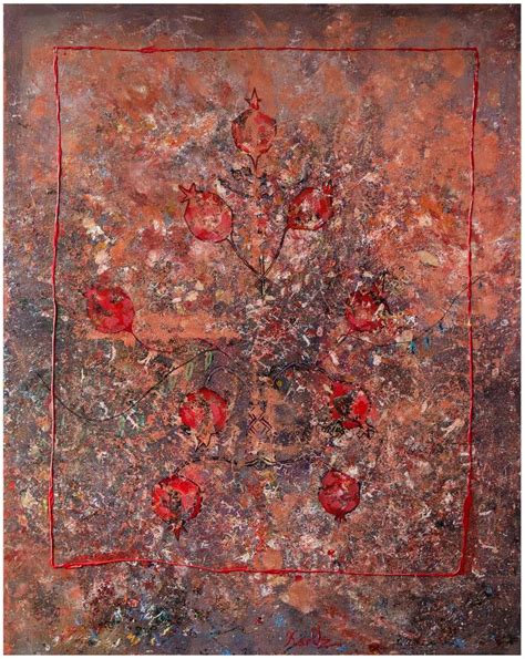 Pomegranate Tree By Karuz Karen Uzunyan Canvas Acrylic Oil