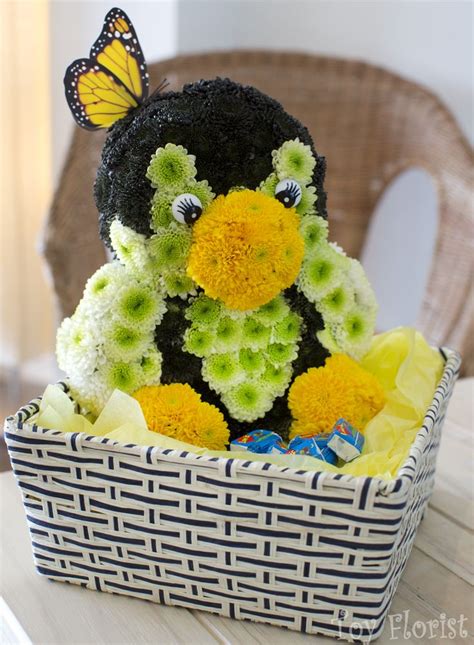 Cute Penguin Made Of Fresh Flowers Only Toy Florist