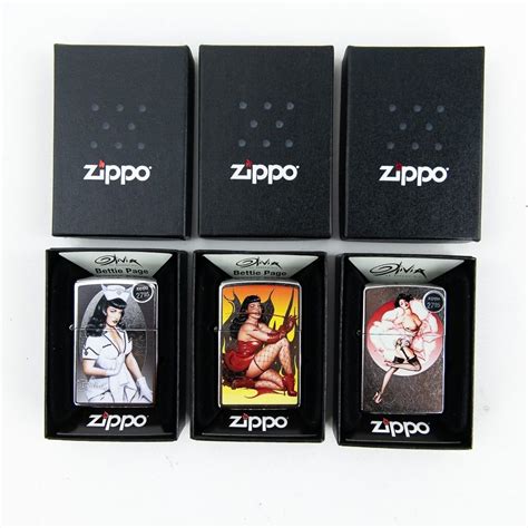 3 New Bettie Page By Olivia Pin Up Zippo Lighters Auction