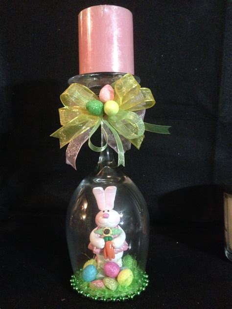 Easter Bunny Candle Holder Wineglass Etsy In 2020 Easter Crafts Diy