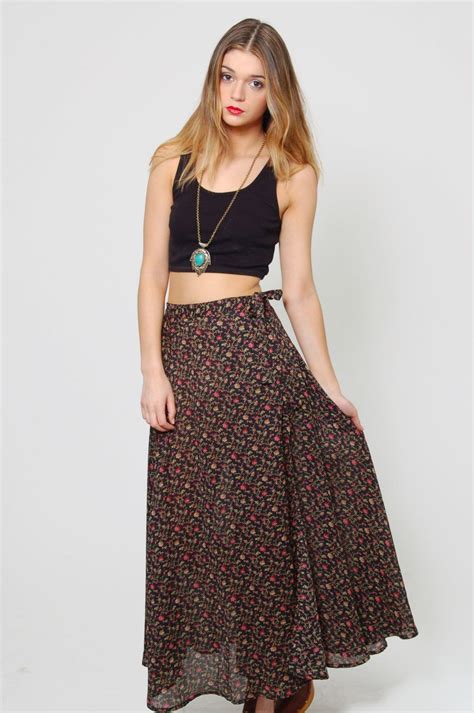 Vintage 90s Ditzy Floral Maxi Skirt Grunge By Lotusvintageny Floral