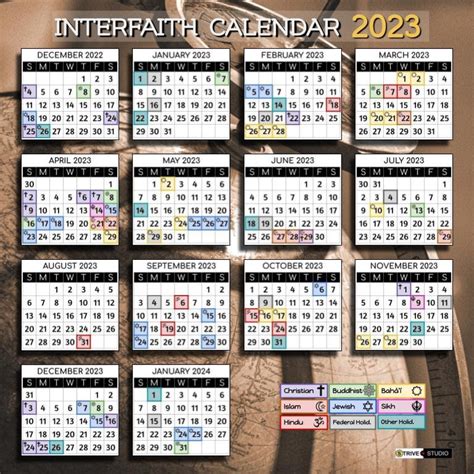 Interfaith Calendar 2023 Downloadable Etsy