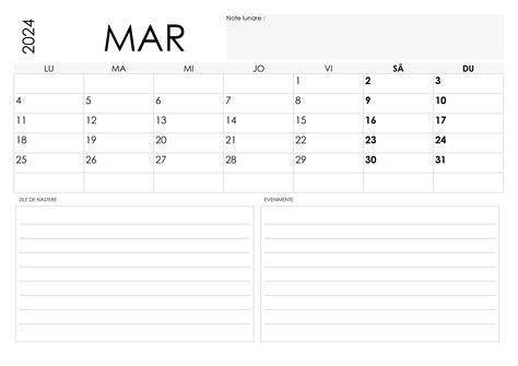 Calendar Martie 2024 Calendarulsu