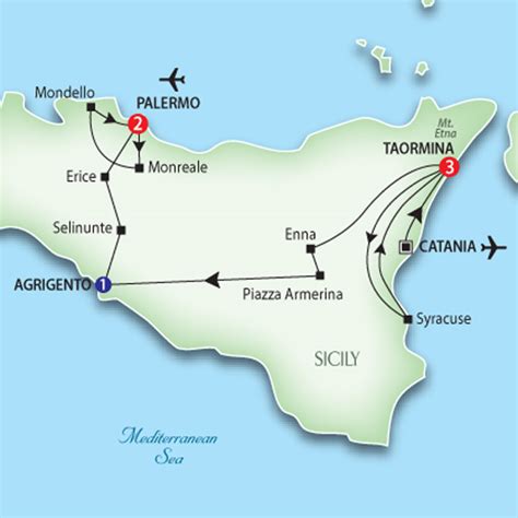 Tour Route Of Sicily Sicily Travel