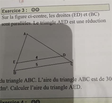 Les Droites Ed Et Bc Sont Parallèles Le Triangle Aed Est Une