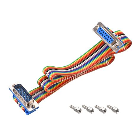 Idc Rainbow Wire Flat Ribbon Cable Db15 Male To Db15 Female Connector 2