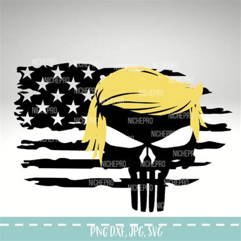 Trump Hair Svg Trumpisher Svg Trump Punisher Svg American Flag Svg