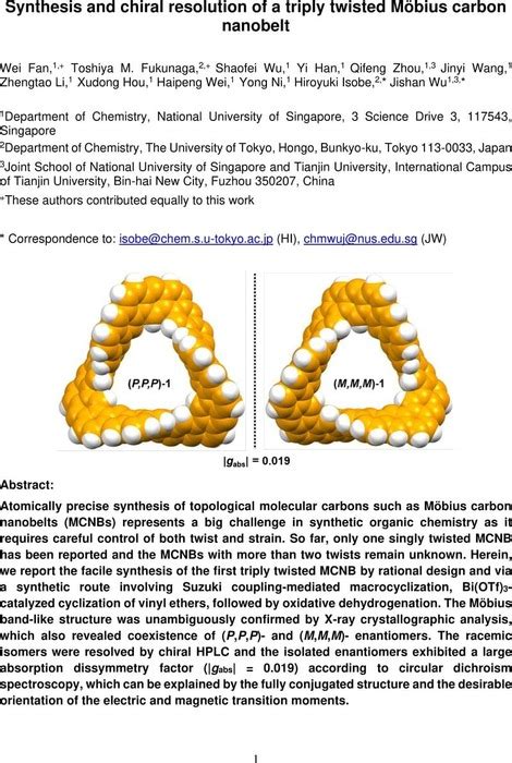 Synthesis And Chiral Resolution Of A Triply Twisted Möbius Carbon Nanobelt Organic Chemistry