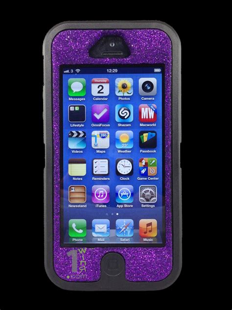 Iphone 5 Otterbox Custom Purple Glitter Defender Case By 1winr