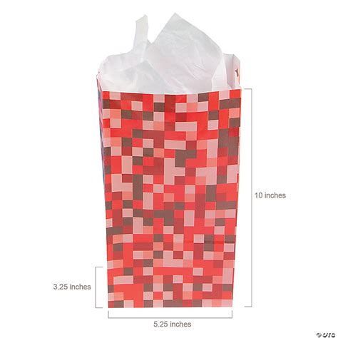 Pixel Pattern Paper Treat Bags 12 Pc Oriental Trading