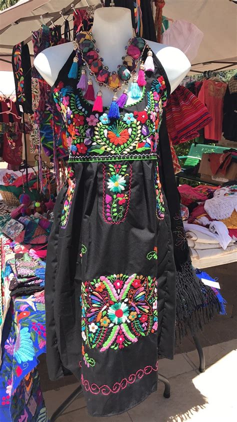 Mexican Traditional Embroidered Halter Dress Ropa Mexicana