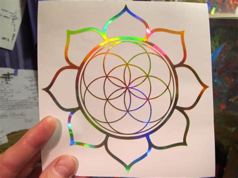 Lotus Seed Of Life Sticker Prismatic Rainbow Gold 575 Etsy Seed Of