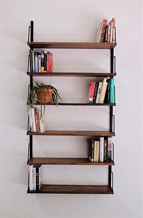 Custom Wall Mounted Bookshelf Etsy In 2021 Wall Mounted Bookshelves