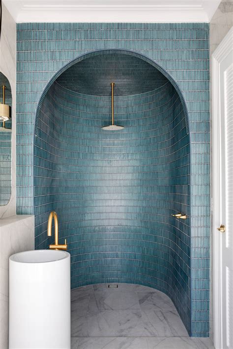 arched shower alcove clad with tiles in a north west sydney home australia [1365x2048] roomporn