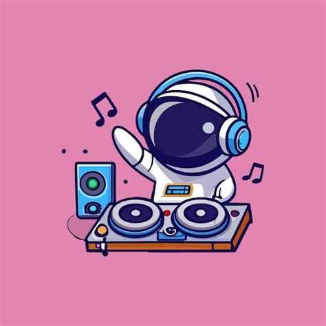 Premium Vector Cute Astronaut Playing Dj Electronic Music With